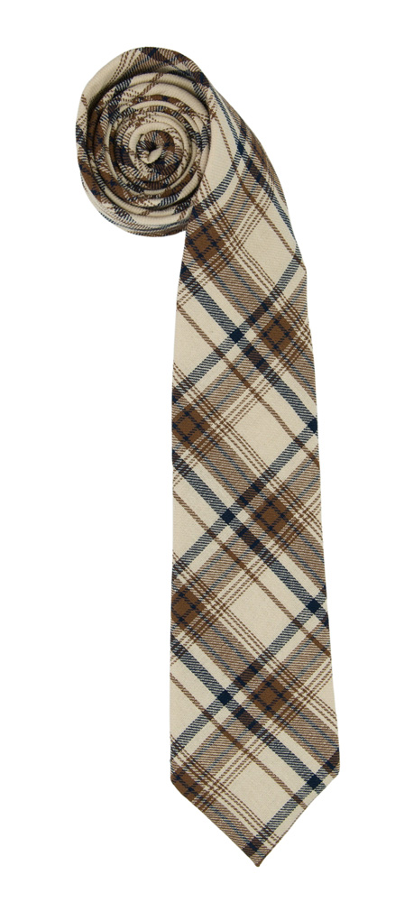 Ruban En Laine Tartan (tissu) - Motif Chasse - Couleur Marron - Pour Cravate Ou Décoration - Neuf