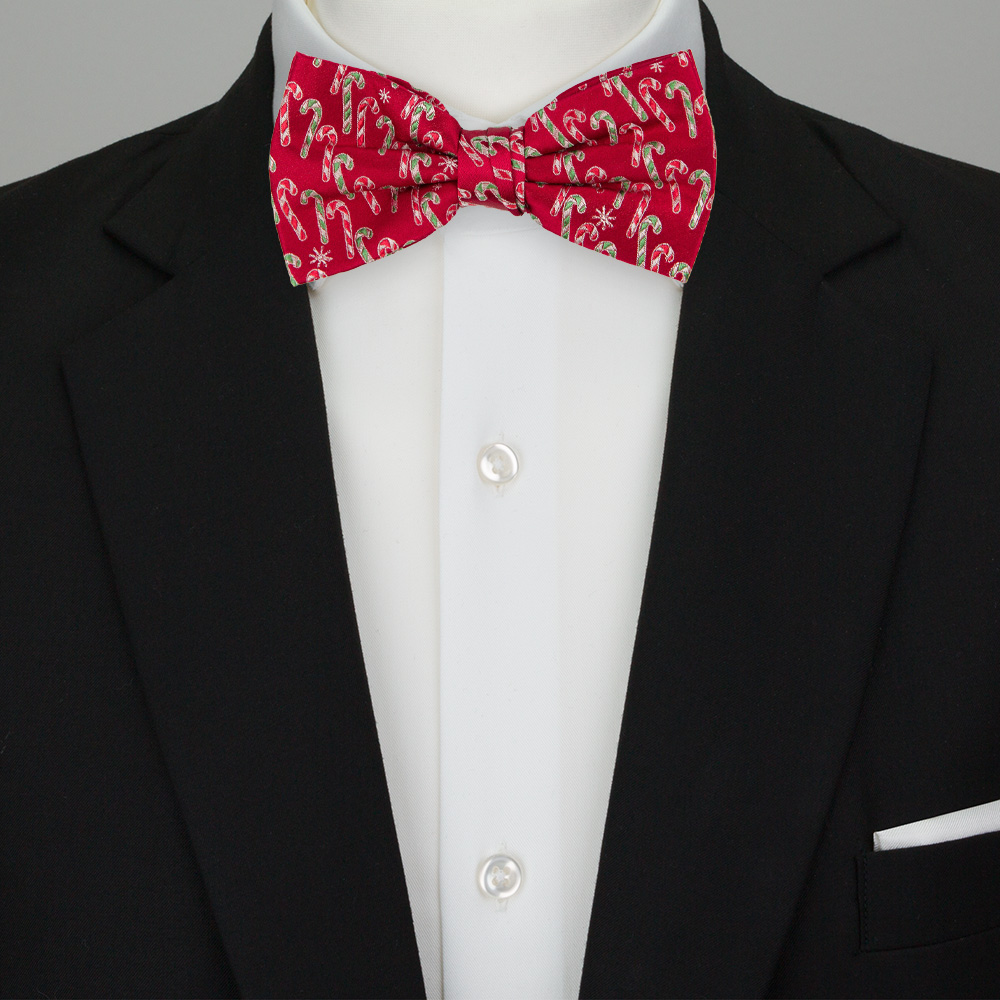 Noeud Papillon Noël Sucres D'Orge Noir - Modèle Prénoué Chic Et Festif, Taille Unique