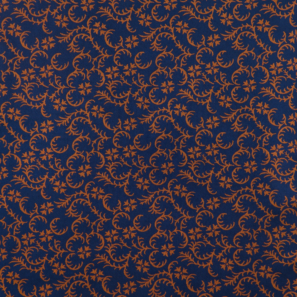 Cravate Ancienne Marks And Spencer En Soie - Motif Fleurs Marine Et Jaune