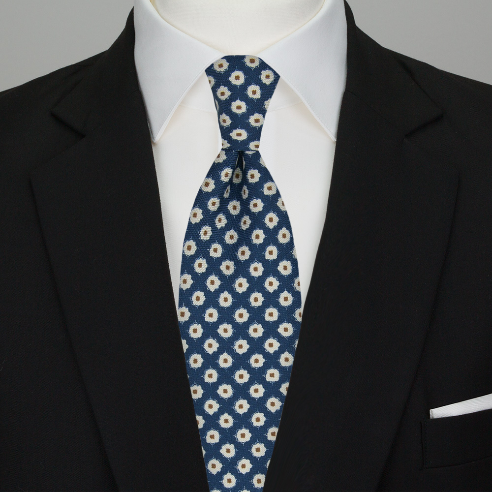 Cravate En Soie MODAITALIA - Motif Pois Bleu - Fabriquée En Italie - Longueur Classique - Occasion Très Bon état