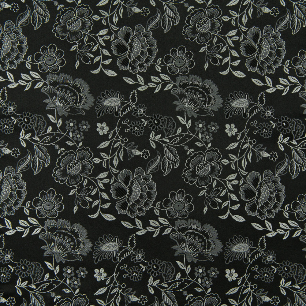Cravate En Polyester Motif Damas Floral Noir - Longueur 145 Cm, Largeur 8 Cm - Taille Unique