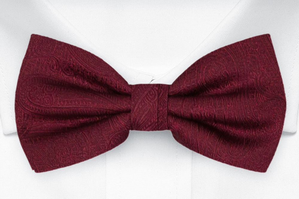 ORNATE Dark red nœud papillon pré-noué
