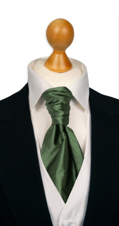 SATIN DARK SAGE lavallière pré-noué