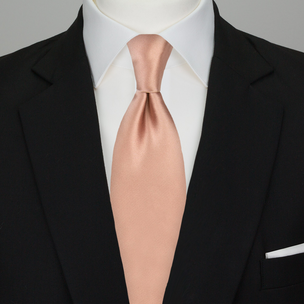 Cravate Slim étroite Satinée - Motif Diagonal Noir Et Rose Fluo, Longueur Classique, Polyester, Neuve étiquetée