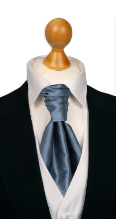 SATIN SLATE BLUE lavallière pré-noué